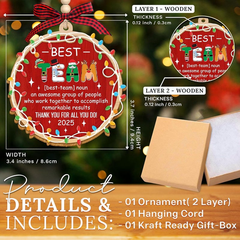 HEXMOZ Christmas Team Gifts for Coworkers, Employees - Thank You, Appreciation Gifts for Work Team, Group, Boss Lady, Work Bestie - Best Team Ever Keepsake, Christmas Ornaments Tree Decoration 2025 - Image 2